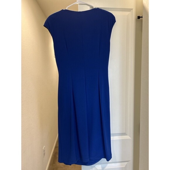 Black Label by Evan Picone Royal Blue Wrap Dress With Ruffle Detail, Size 12 - Picture 6 of 6